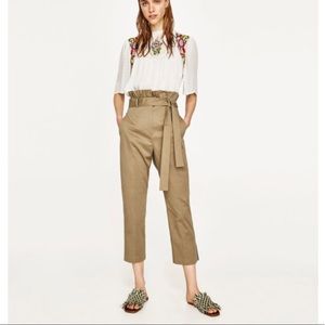 Zara High Waisted Wrap Tie Trouser Pant